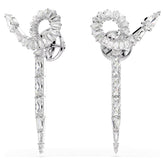 Snake drop earrings, Mixed cuts, Year of the Snake, White, Rhodium plated